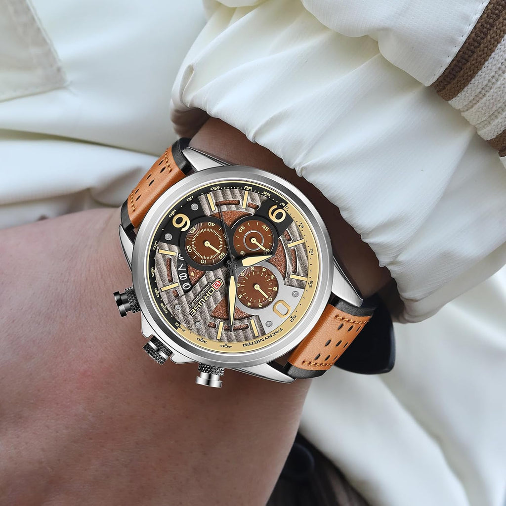 Men Watches Unique Casual Watch Big Face Fashion Chronograph | Luxury Dress Waterproof Analog Quartz WristWatch with