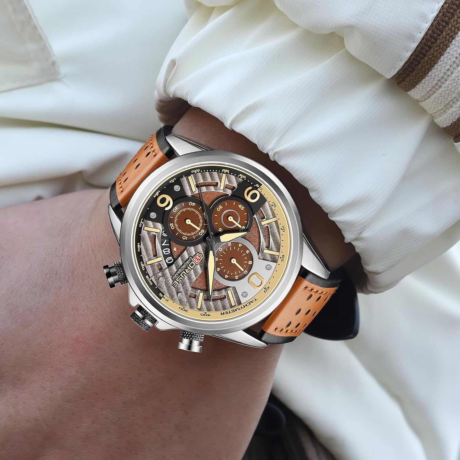 Men Watches Unique Casual Watch Big Face Fashion Chronograph | Luxury Dress Waterproof Analog Quartz WristWatch with