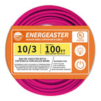 Energeaster Solid Indoor 10/3 NM-B Copper Cable with Ground 100FT, Pink