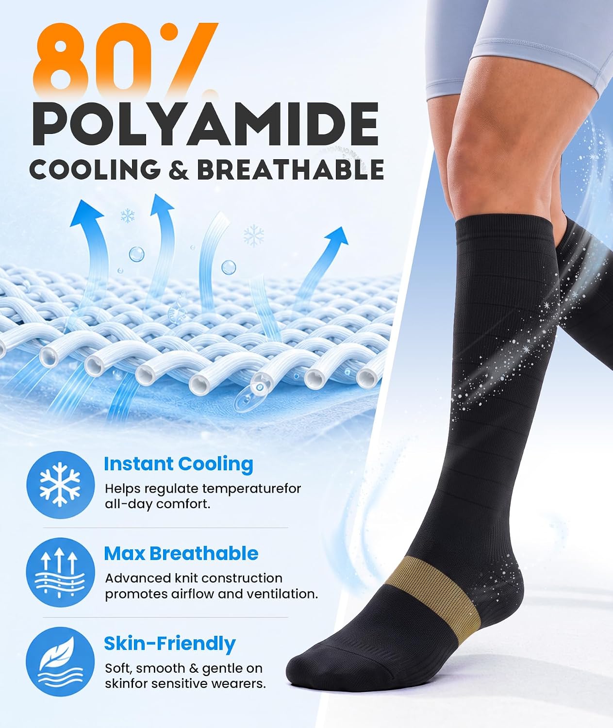 Compression Socks Women Men, All-Day Comfort 20-30mmHg Circulation Support for Nurse Travel Flying Daily Running