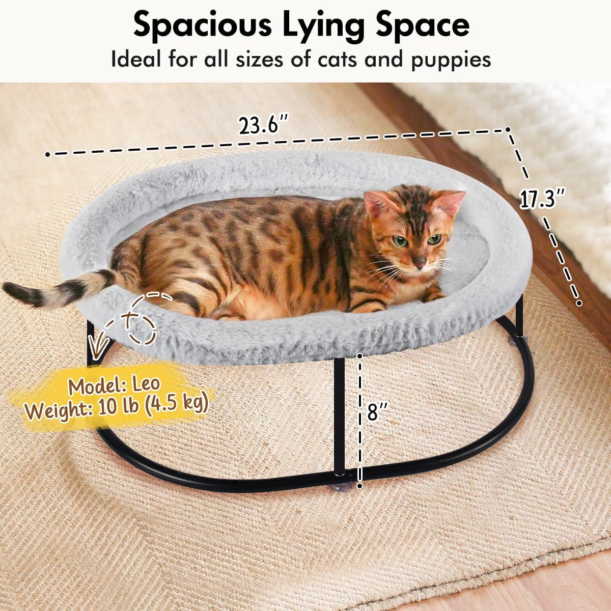 Elevated Cat Hammock, Fluffy Cuddle Cat Bed for Multiple Cats