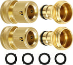 RainPoint Quick Connect Hose Fittings 3/4" GHT - Solid Brass Garden Hose Connectors, No-Leak Design & Universal Fit for Instant Connection (2 Sets)