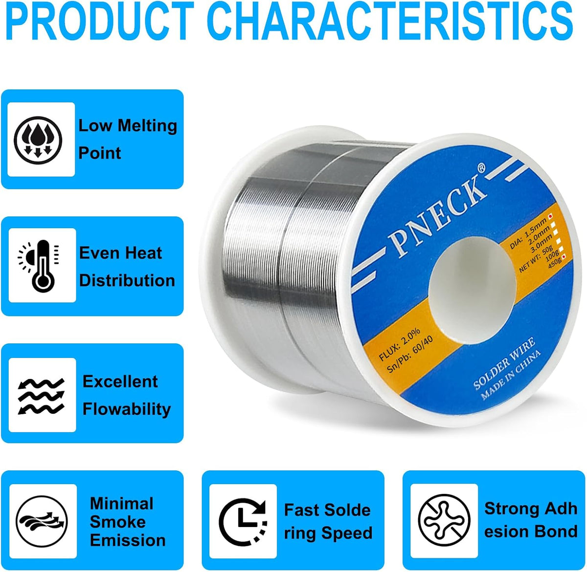 60/40 Tin Lead Rosin Core Solder Wire, 0.08" 1 lb (2.0 mm 450 g)