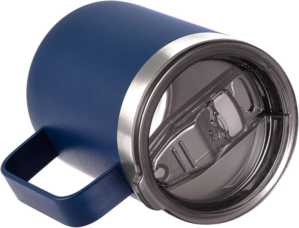 12 oz Insulated Travel Coffee Mug with Handle, Navy | Stainless Steel Coffee Tumbler with Lid, Double Wall Vacuum