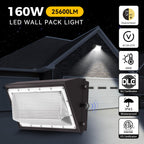 160W LED Wall Pack Light, 25600LM 6000K Dusk to Dawn Sensor, 2Pack