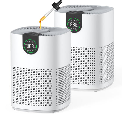 2 Pack Air Purifiers with Washable Filter for Home Up to 1200ft²