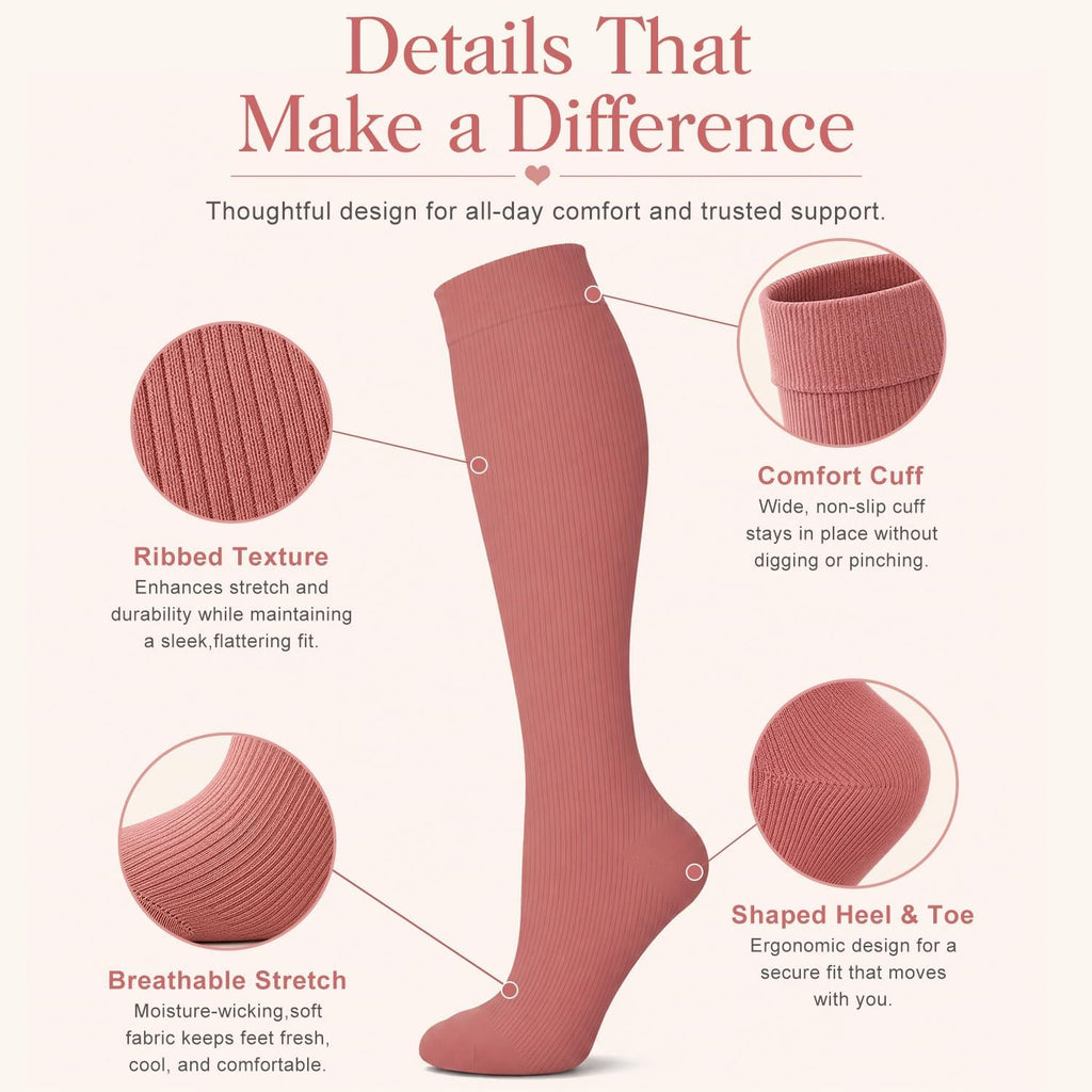 4 Pairs-Compression Socks for Women&Men Circulation-Best Support for Nurses,Running,Athletic