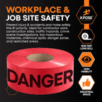 3 Mil Red Danger Tape – (6 Rolls)
