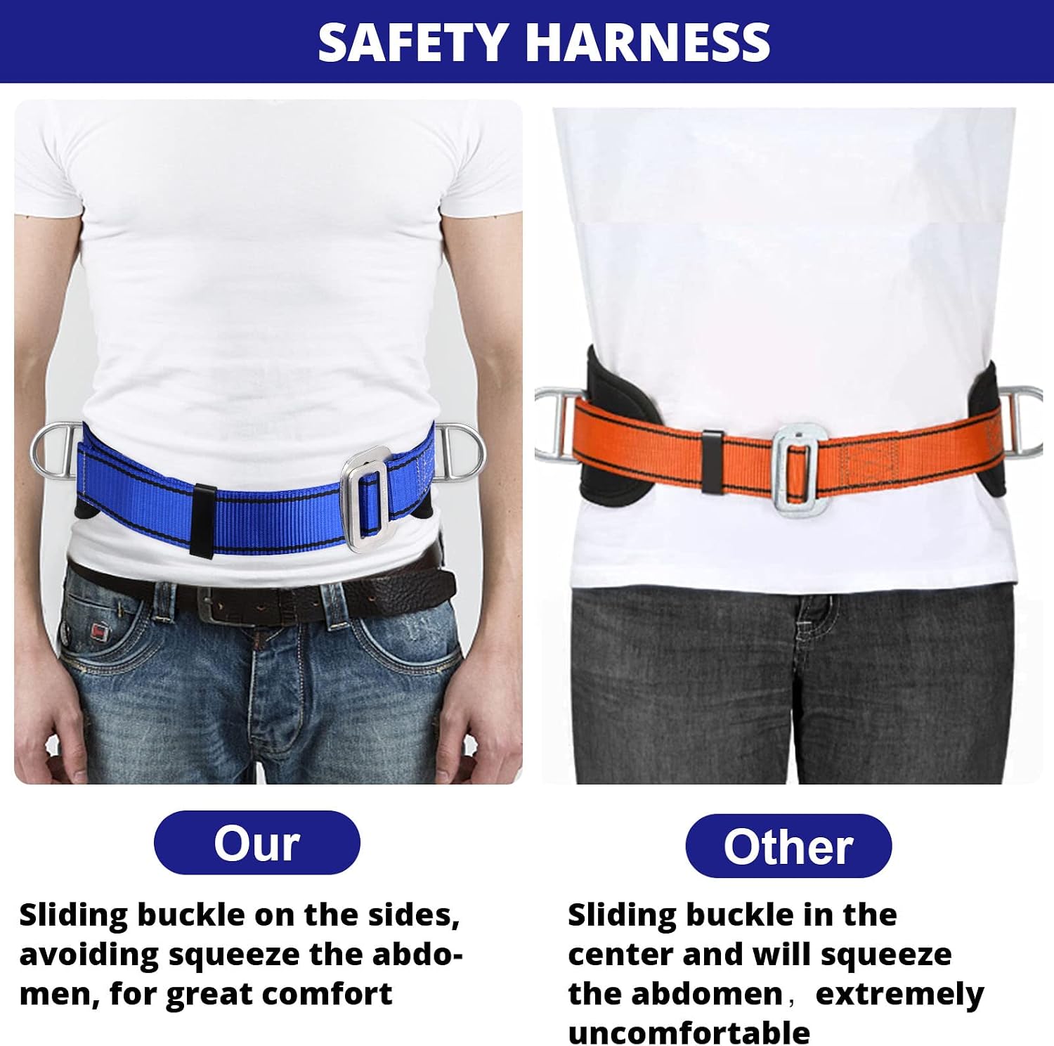 Trsmima Safety Climbing Harness Belt - Positioning Climbing Belt with Waist Pad and 2 D Rings, Personal Portable