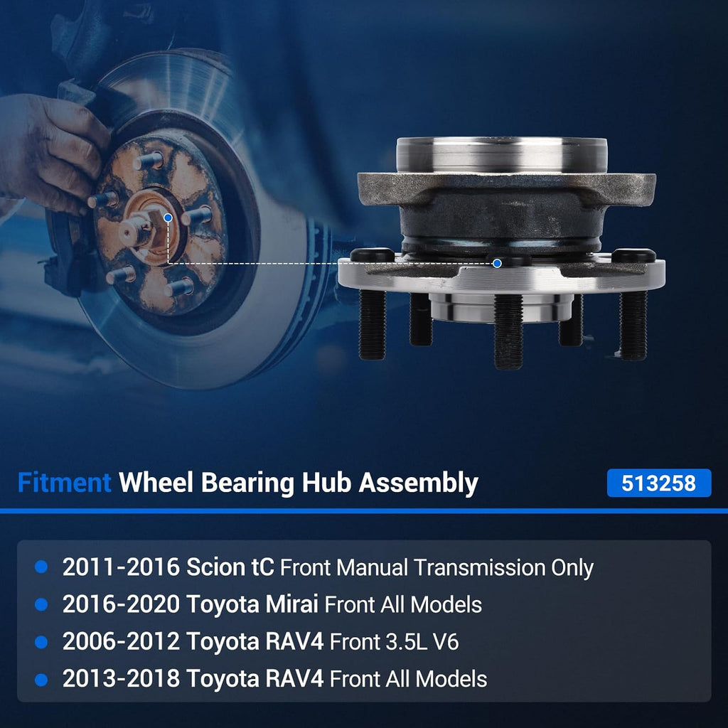 Autoround 513258 Front Wheel Hub Assembly Fit for Toyota RAV4 2006-2018