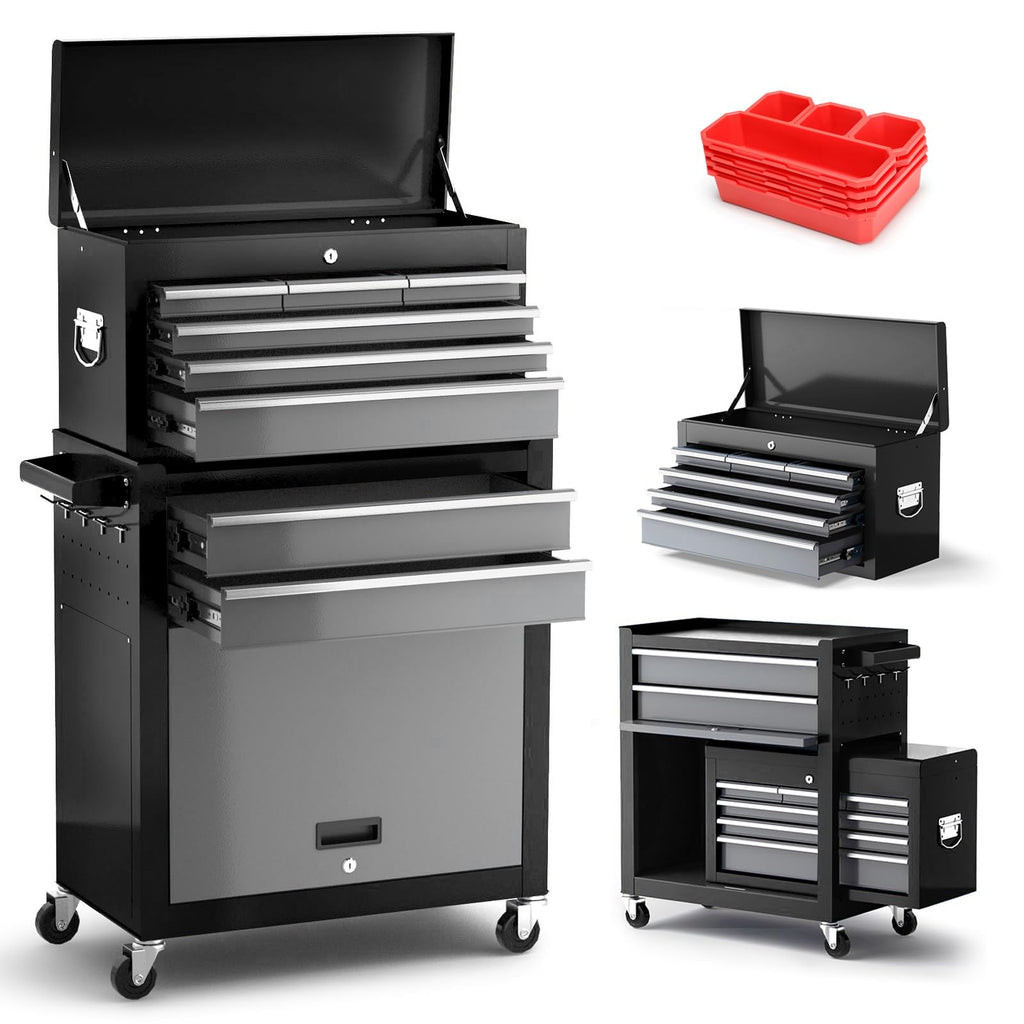 8-Drawer Tool Chest with Wheels, 42'' Rolling Tool Chest Heavy Duty,Black