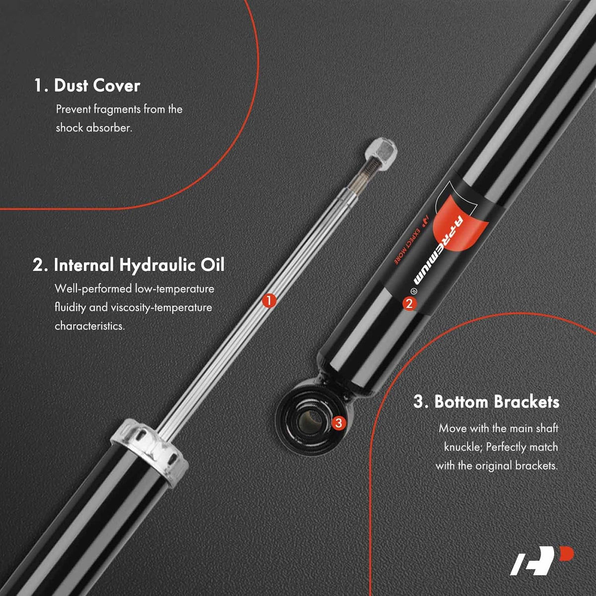 A-Premium Rear Shock Absorbers, Set of 2 - Compatible with Chevrolet, Buick