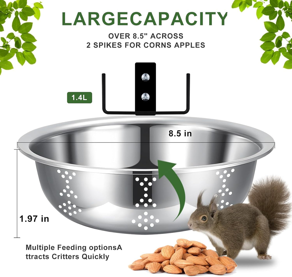 Squirrel Feeders for Outside, Metal Squirrel House for Outdoor, Durable Bowl Tree Mounted of Chipmunk Feeder