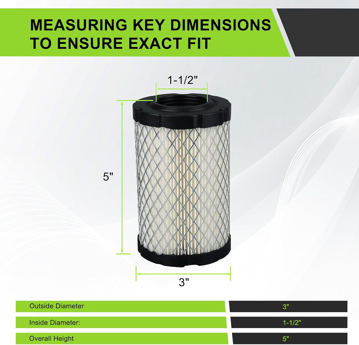 D130 D140 D110 D105 Air Filter for John Deere MIU14395 E130,2 Pack