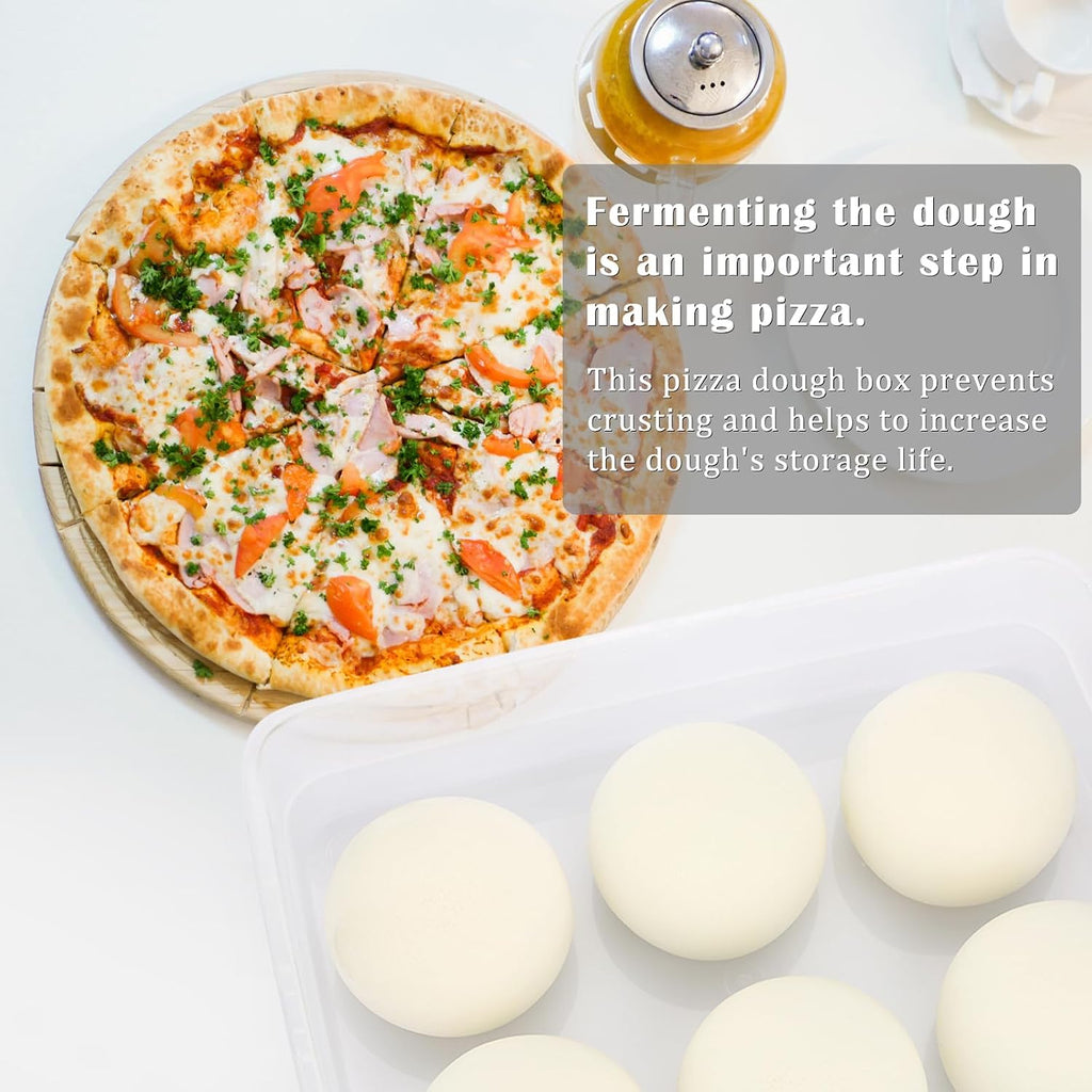 Pizza Dough Proofing Box, 14 x 10.3Inch Large Capacity Container, Fits 4-6 Dough Balls, Household Tray With Carry Handle