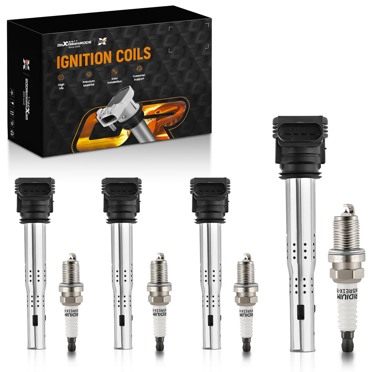 maXpeedingrods Ignition Coil & Iridium Spark Plug for UF575 2667 VW Tiguan