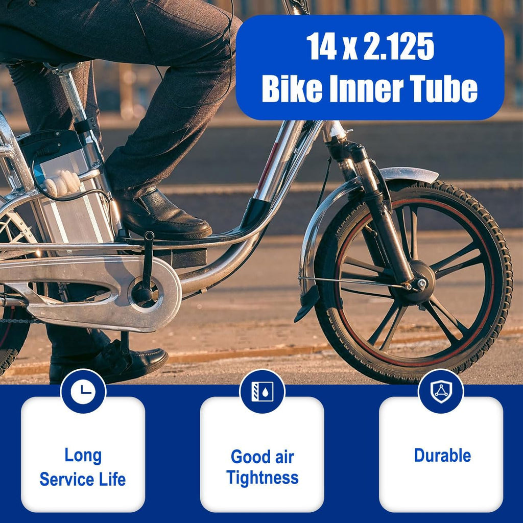 2 Pack 14x2.125 Bike Inner Tube for Jetson Bolt Pro Replacement Bicycle Tubes with Angled Valve Stem for Gotrax Electric Scooters E-Bike and 14-Inch Bike 14x1.75 14x1.9 14x1.95 14x2.0 14x2.10 14x2.125