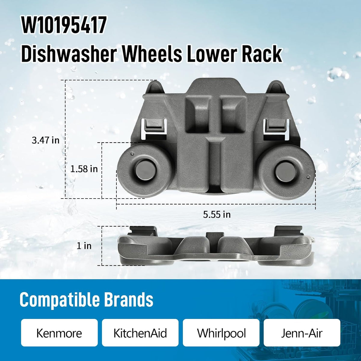 4 Pack W10195417 Dishwasher Wheels Lower Rack For Kenmore KitchenAid