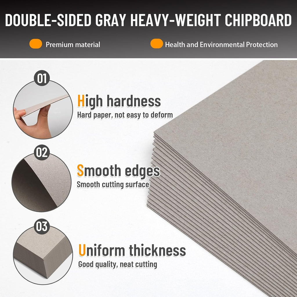 20 Chipboard Sheets 12.5 x 10", 22PT Book Board for Bookbinding