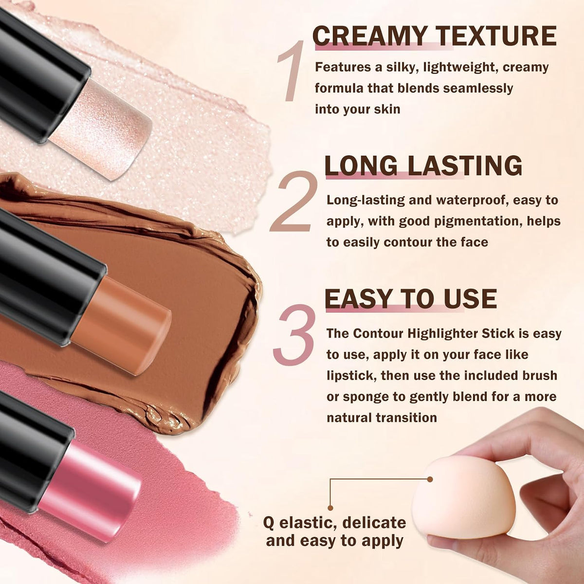6 Colors Cream Contour Stick Makeup Kit,Makeup Contour Kit (Set A)
