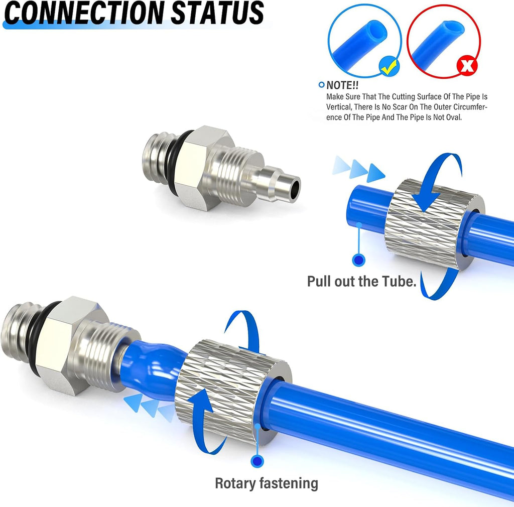 TAILONZ PNEUMATIC 4MM Tube OD x M3 Thread Straight Miniature Quick Release Couplings Locking Pneumatic Fittings PC4-M3 (Pack of 10)