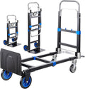 Pro 3 in 1 Aluminium Hand Truck 660lbs Capacity, Heavy Duty Convertible Hand Truck Dolly W/ 4 Rubber Wheels, Foldable