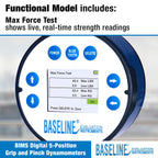 Baseline BIMS Digital 5-Position Hand Dynamometer for Grip Strength Testing and Evaluation
