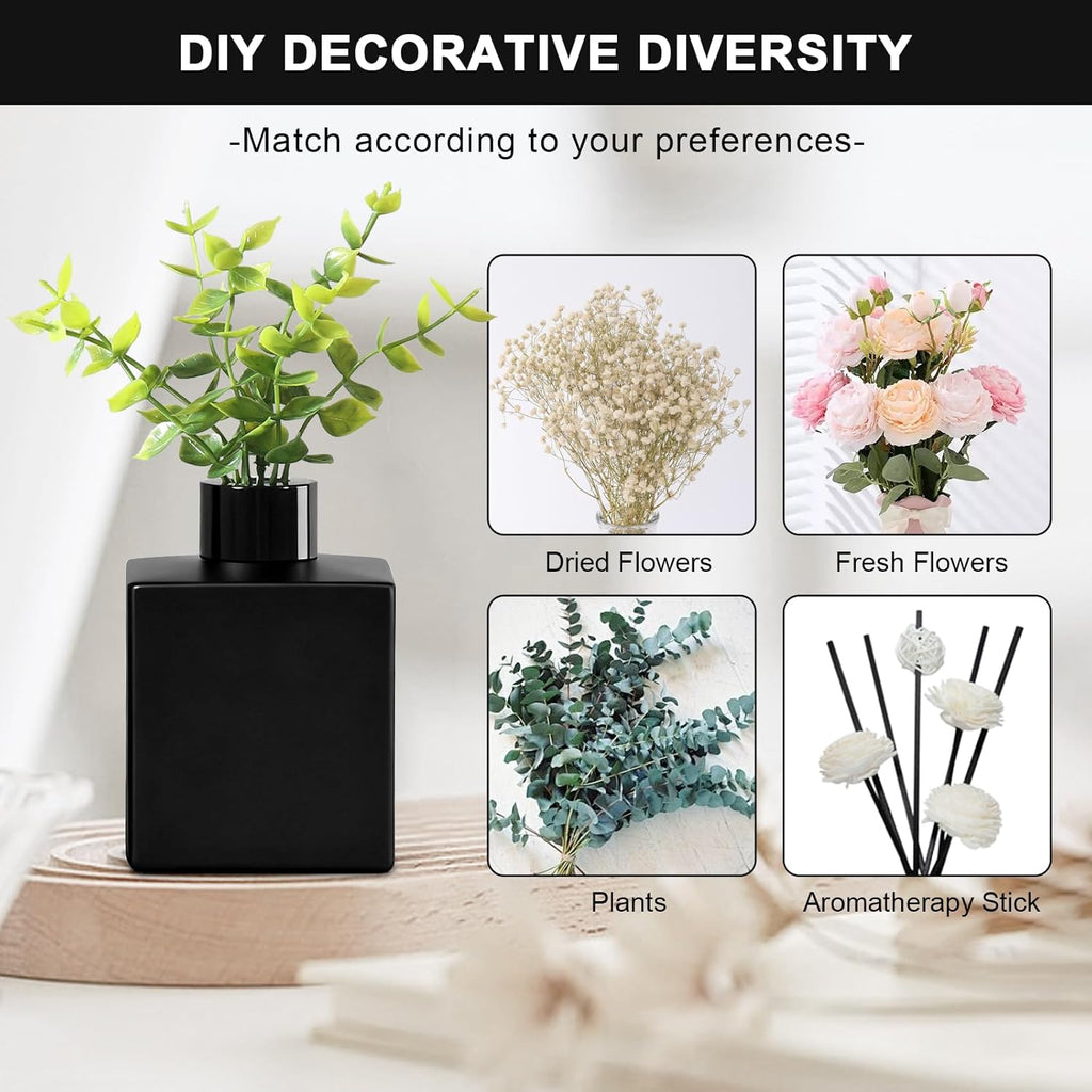 Modern Kitchen Soap Dispenser Set with Wood Tray, Black Glass Soap Dispenser with Pump, Decorative Hand and Dish Soap