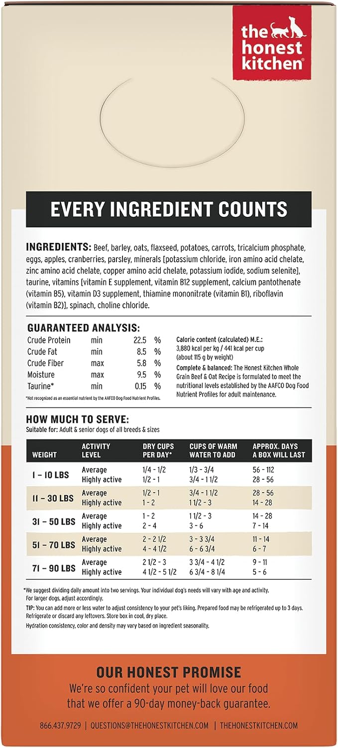 Wholemade Whole Grain Beef Recipe, Human Grade Dehydrated Dog Food, Just Add Water, Supports Healthy Digestion, Skin