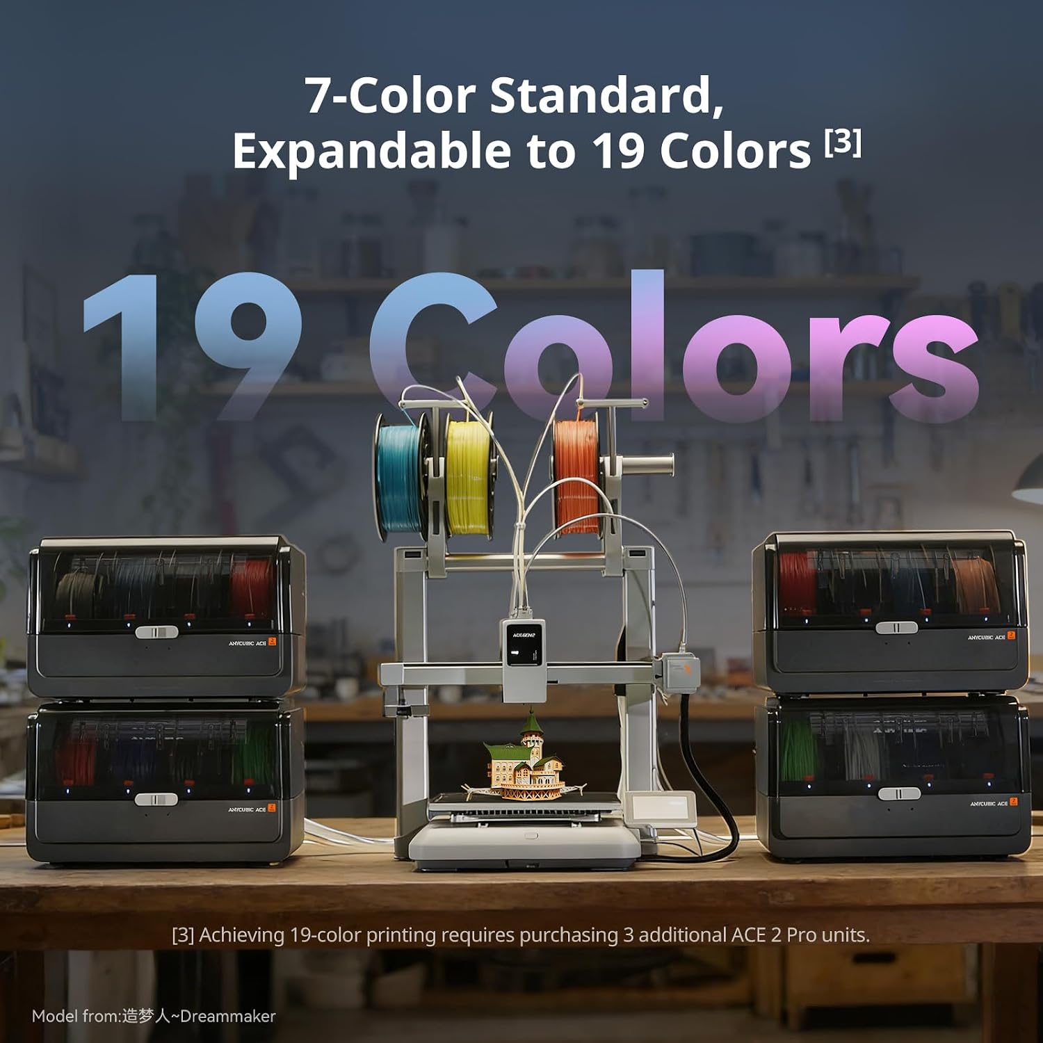 Kobra X Combo 3D Printer with ACE 2 Pro, Native 7-Color Printing | Up to 19 Color, 2X Faster, 2X Less Waste