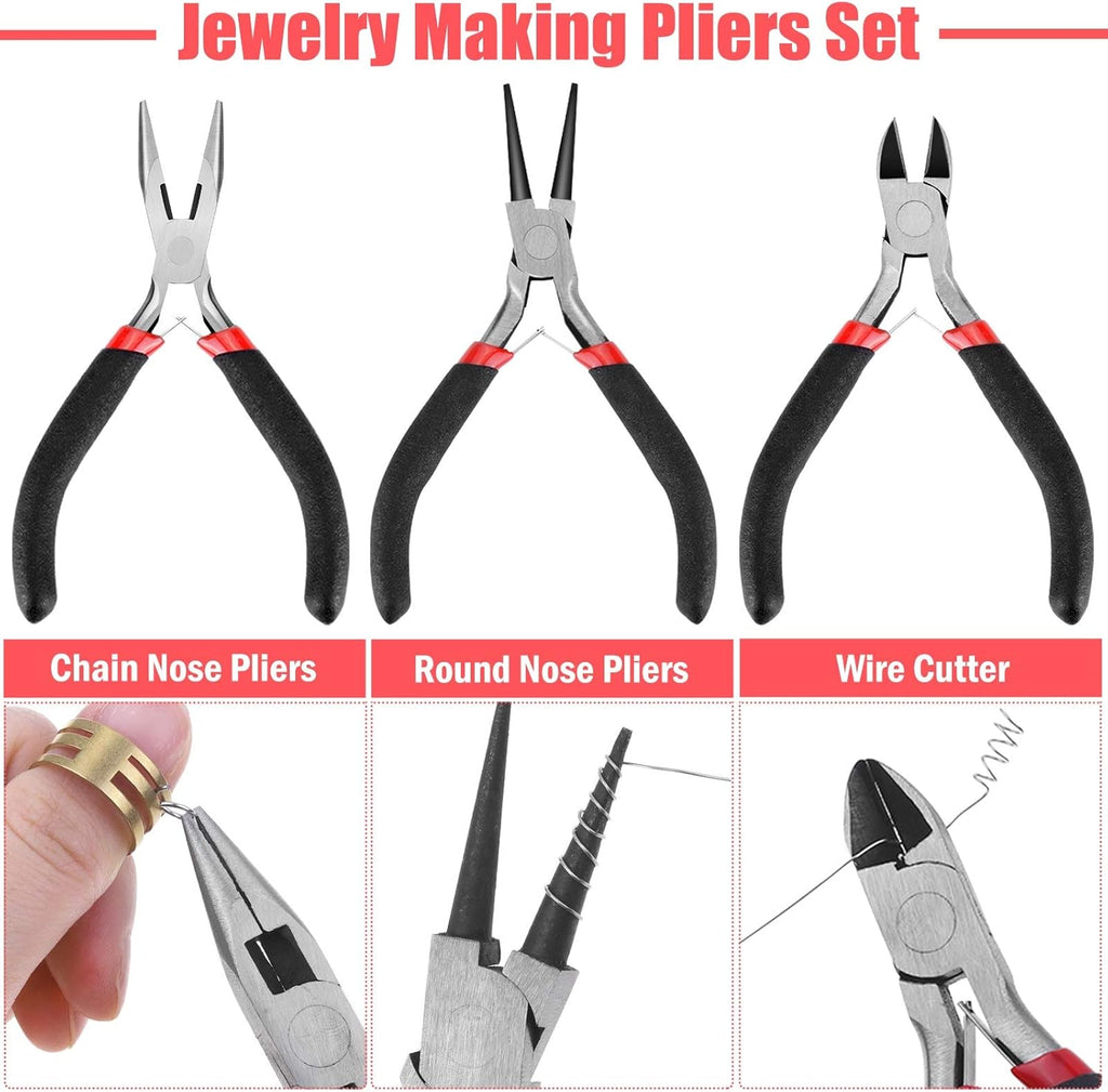 Wire Wrapping for Jewelry Making, Repair and Beading Supplies Kit with Craft Ring Wire, Tools, Pliers and Jewelry