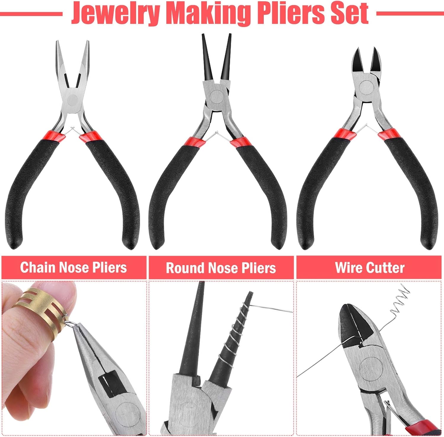 Wire Wrapping for Jewelry Making, Repair and Beading Supplies Kit with Craft Ring Wire, Tools, Pliers and Jewelry