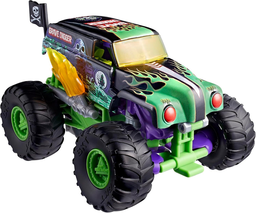 Collaborative x Monster Jam Grave Digger (Grim) | Leader Class 9.25-inch Robot Action Figure Converts to Monster