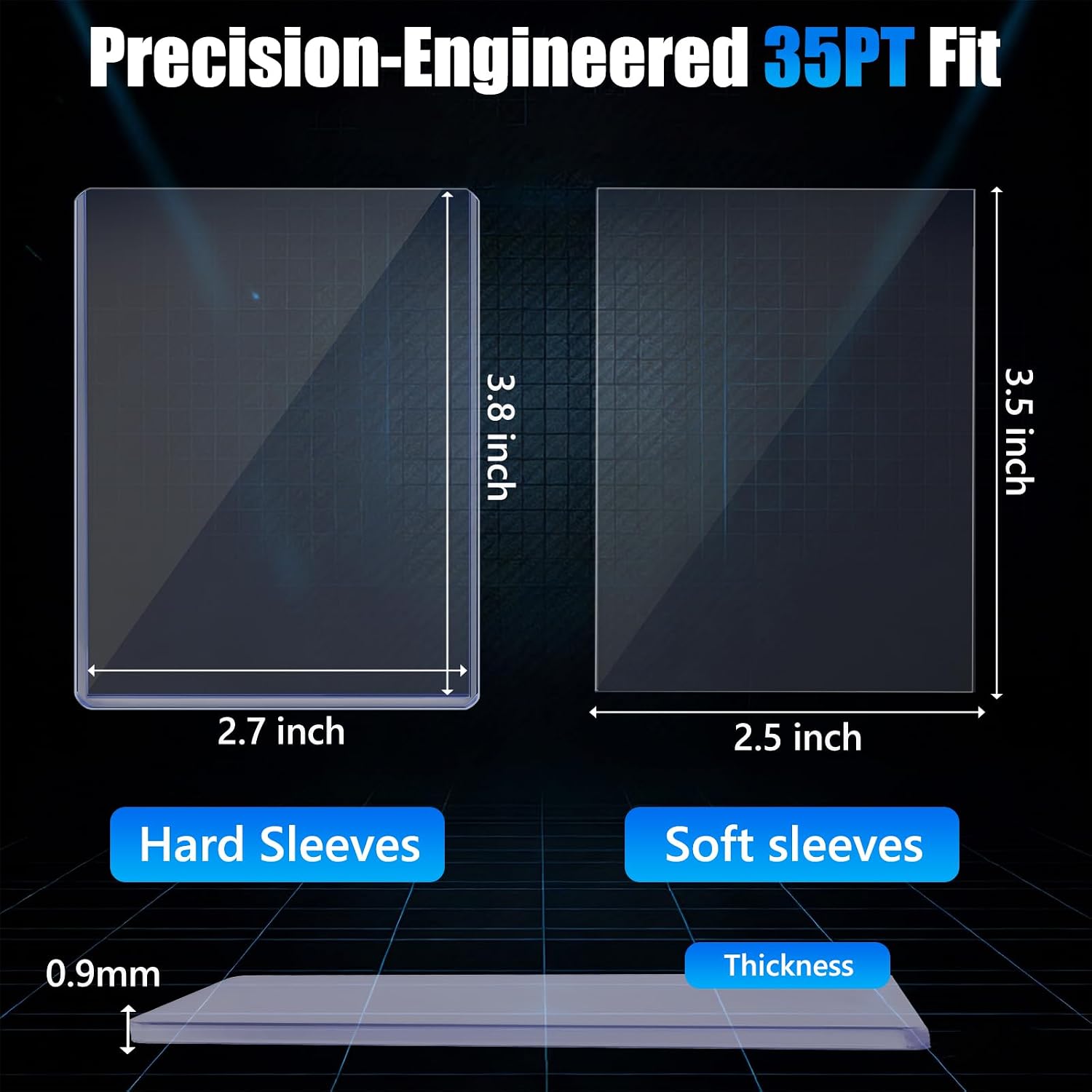 50 Top loaders and 50 Soft Penny Sleeves Bundle, 3" x 4" Rigid Hard Card Sleeves Protectors Compatible with Standard