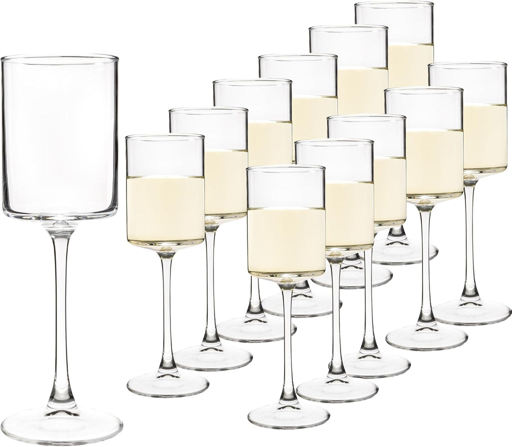 10Oz Square Wine Glasses Set of 12 Dishwasher Safe Long Stem