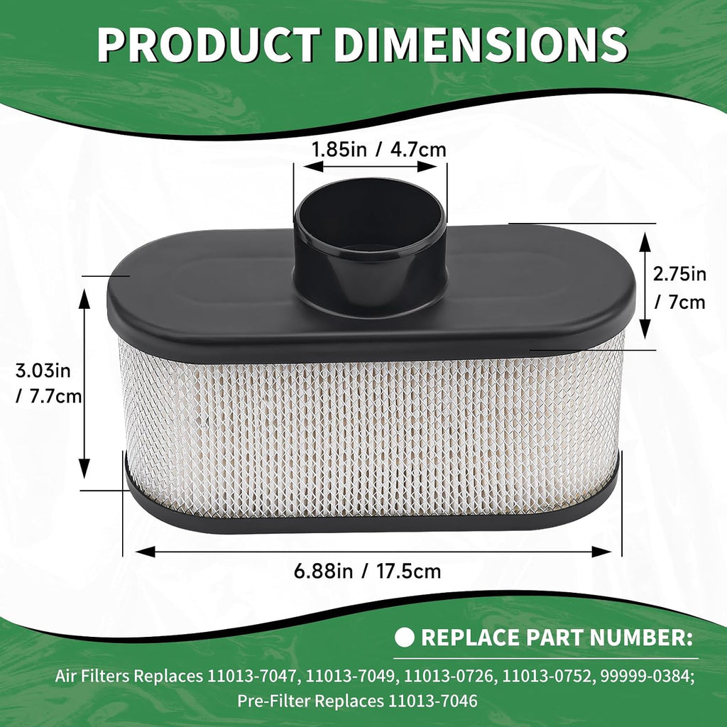6 Packs 11013-0752 Air Filter FR691V with Pre Filter 11013-7046