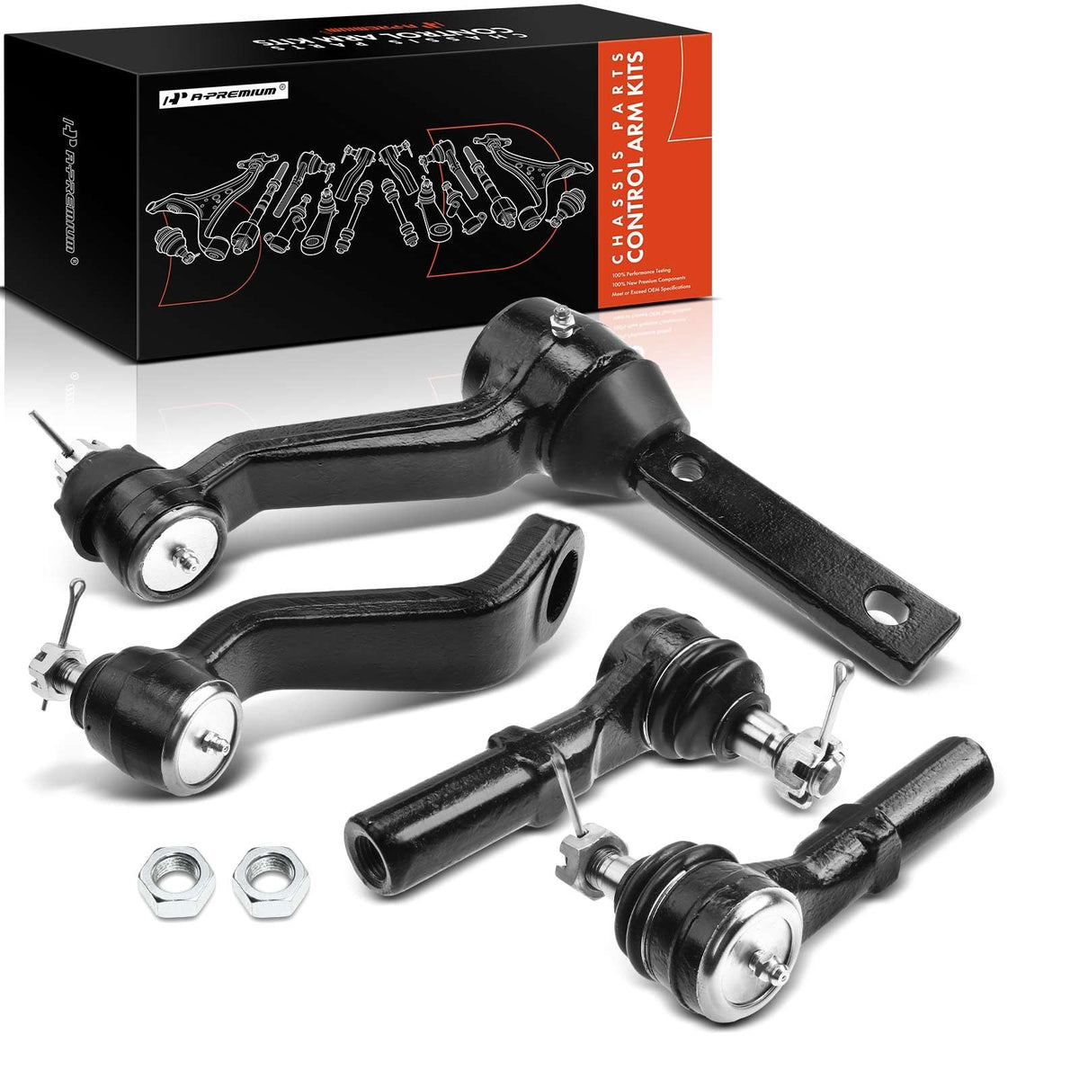 A-Premium 4Pcs Front Suspension Kit, Outer Tie Rod End, Pitman Arm