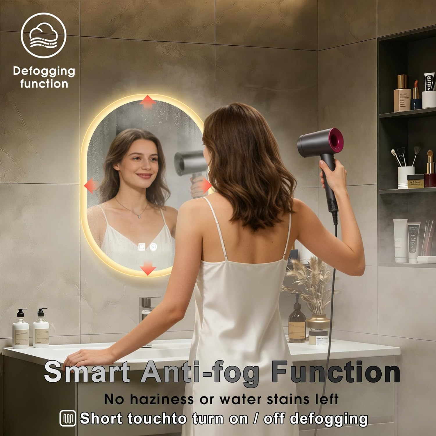 16x24 LED Bathroom Mirror with Lights Oval, Lighted Bathroom Vanity Mirror for Wall, Front Lit and Backlight