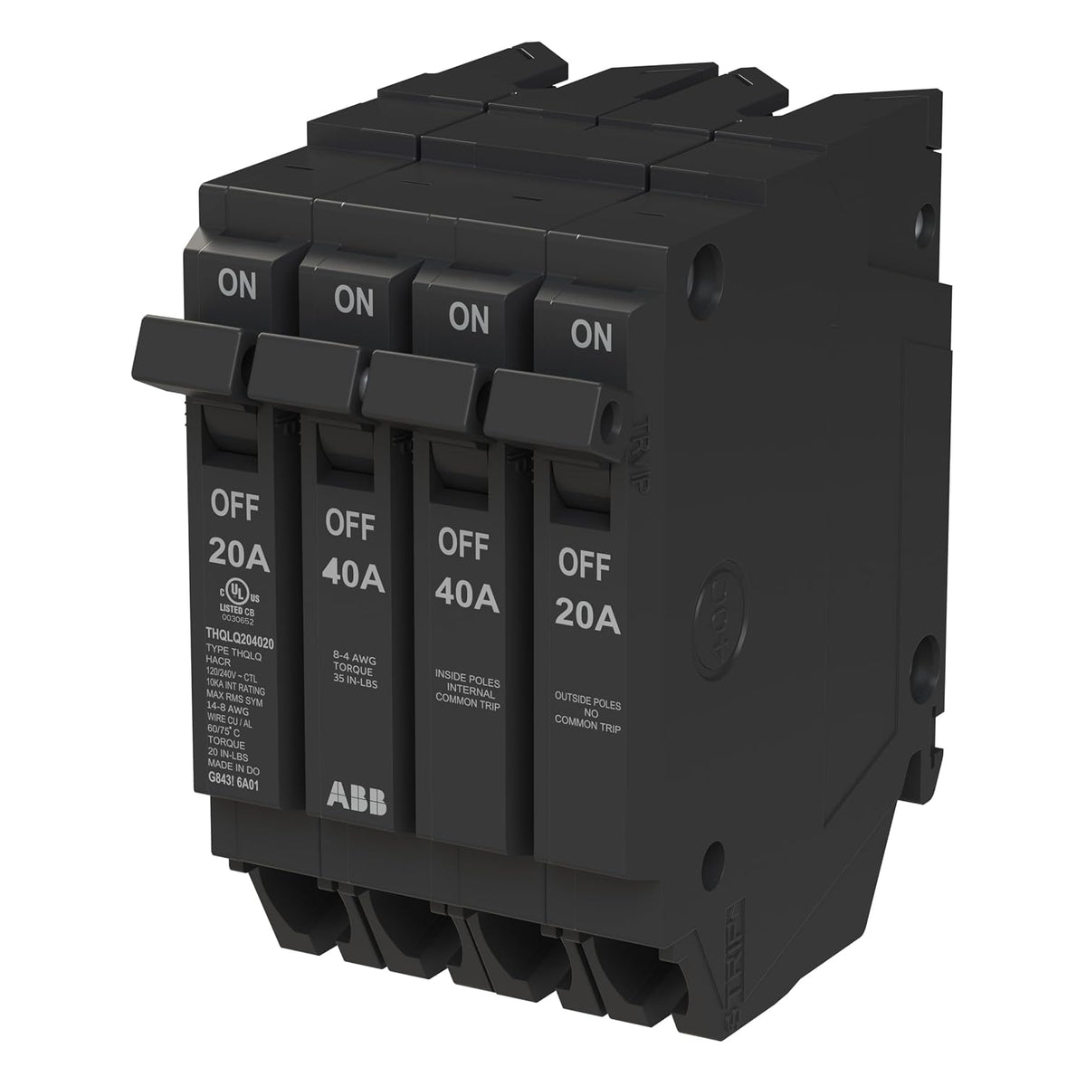 ABB Q-Line THQLQ204020 • Quad Circuit Breaker • 120/240 VAC