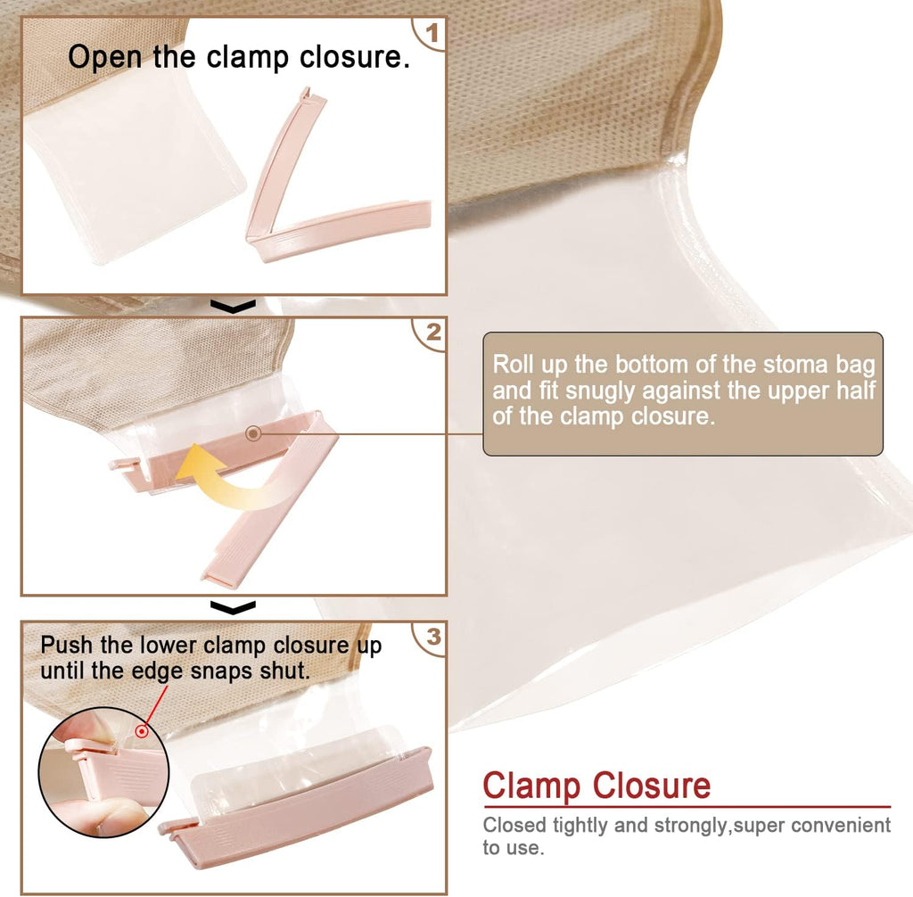 Carbou 21 PCS Colostomy Bags Ostomy Supplies Clamp Drainable Pouches for Colostomy Ileostomy Stoma Care with Measure