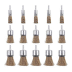 Rocaris 15 Pack 3 Sizes Brass Coated Wire Brush Wheel & Cup Brush Set