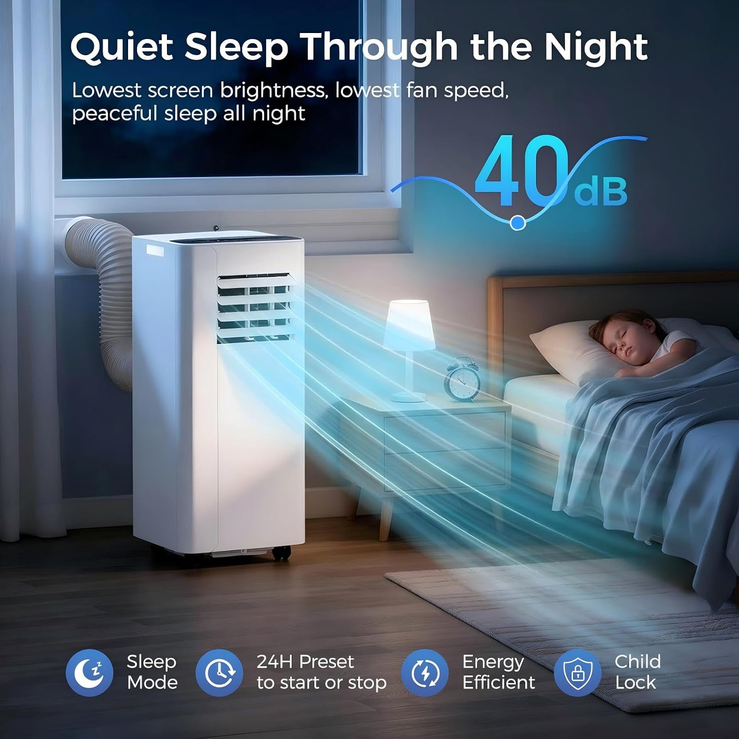Portable Air Conditioner 16000 BTU, Smart WiFi APP & Remote Control, 5-in-1 AC Unit Cools up to 750 Sq.Ft, 40dB Ultra