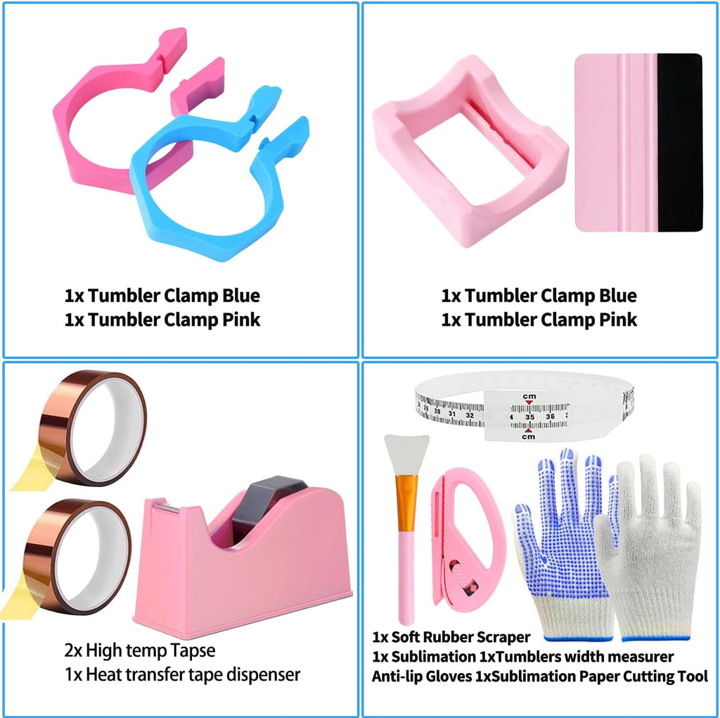 Sublimation Blanks Tumbler Clamp Tool, for 20 Oz Sublimation Blanks, Heat Resistant Gloves, Heat Tape Sublimation