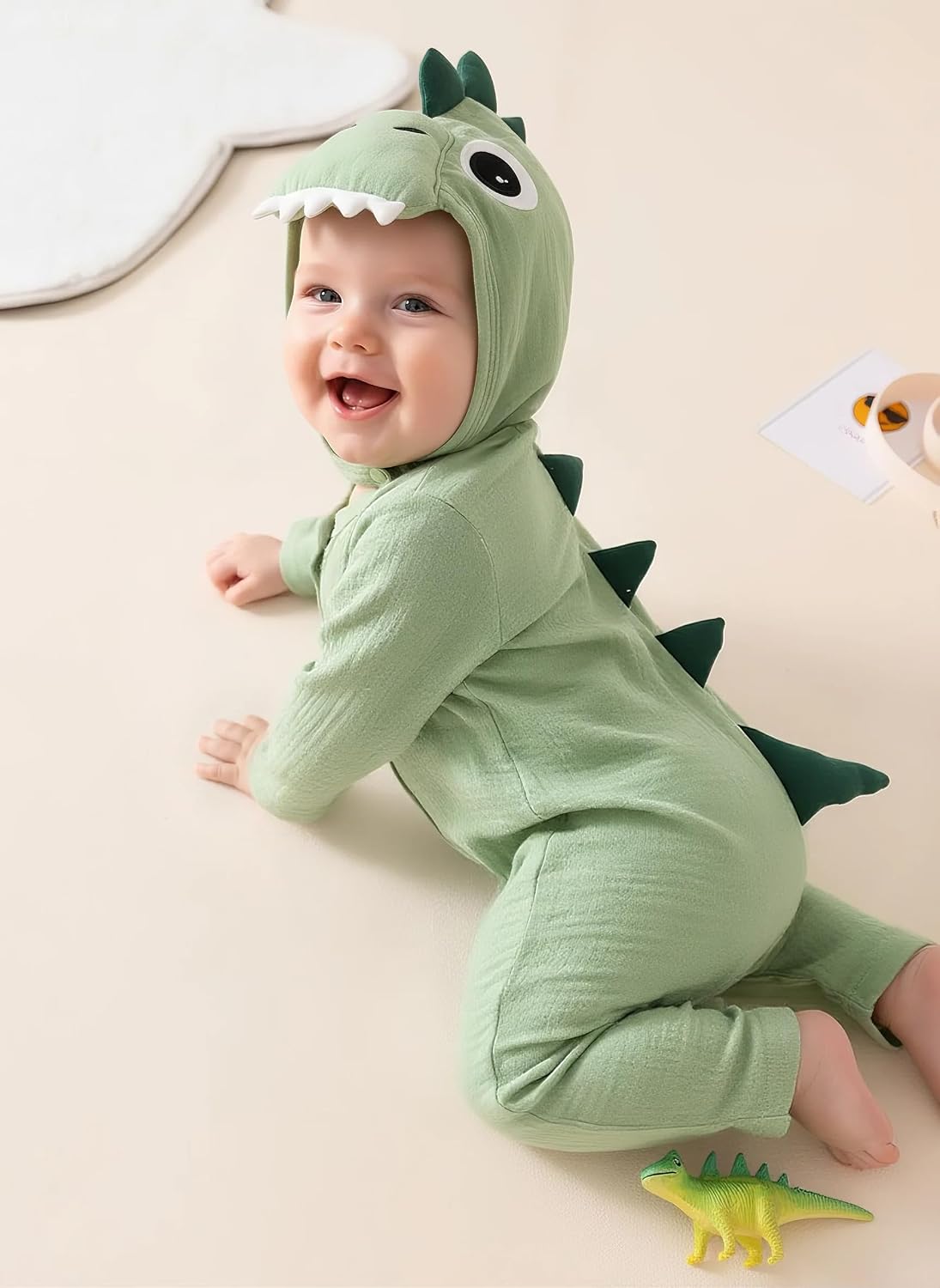 Baby Boy Linen Cotton Bodysuit Sleeveless Button Down Basic Romper Shirt Dinosaur Animal Hat 2Pcs Newborn Layette Set