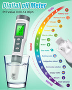 pH Meter, 3-in-1 TDS Meter Digital Water Tester with 0.01 High Precision