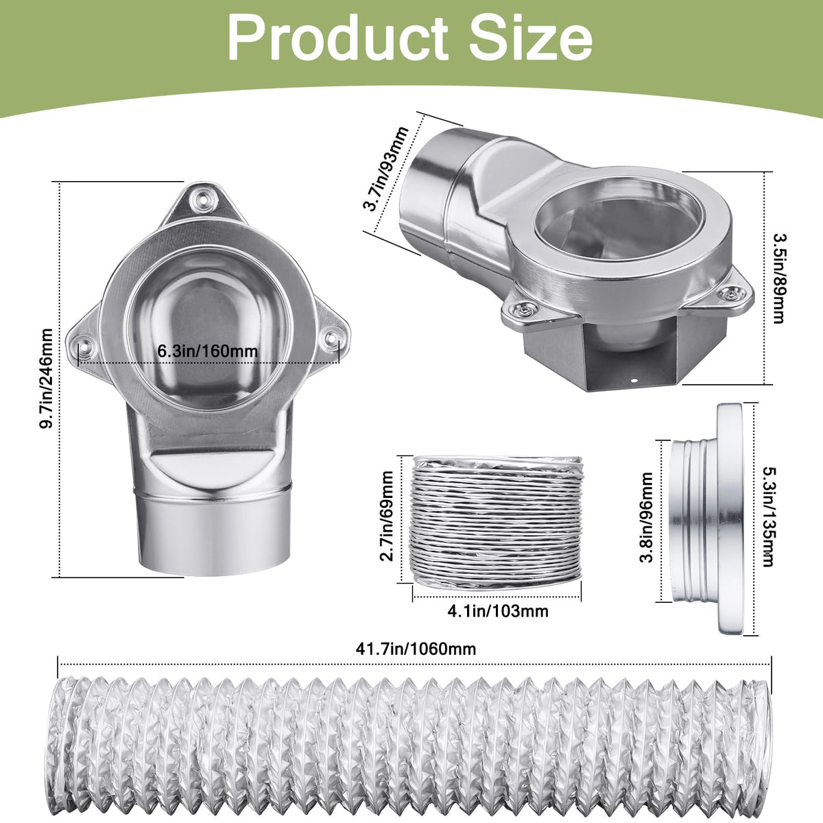 LATING Magnetic Dryer Vent Connector Kit for 90 Degree Venting