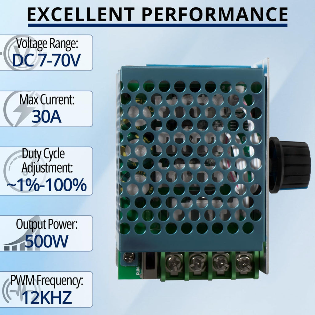 MAKERELE 7-70V 30A PWM DC Motor Speed Controller, 1PC, Adjustable 12V-48V