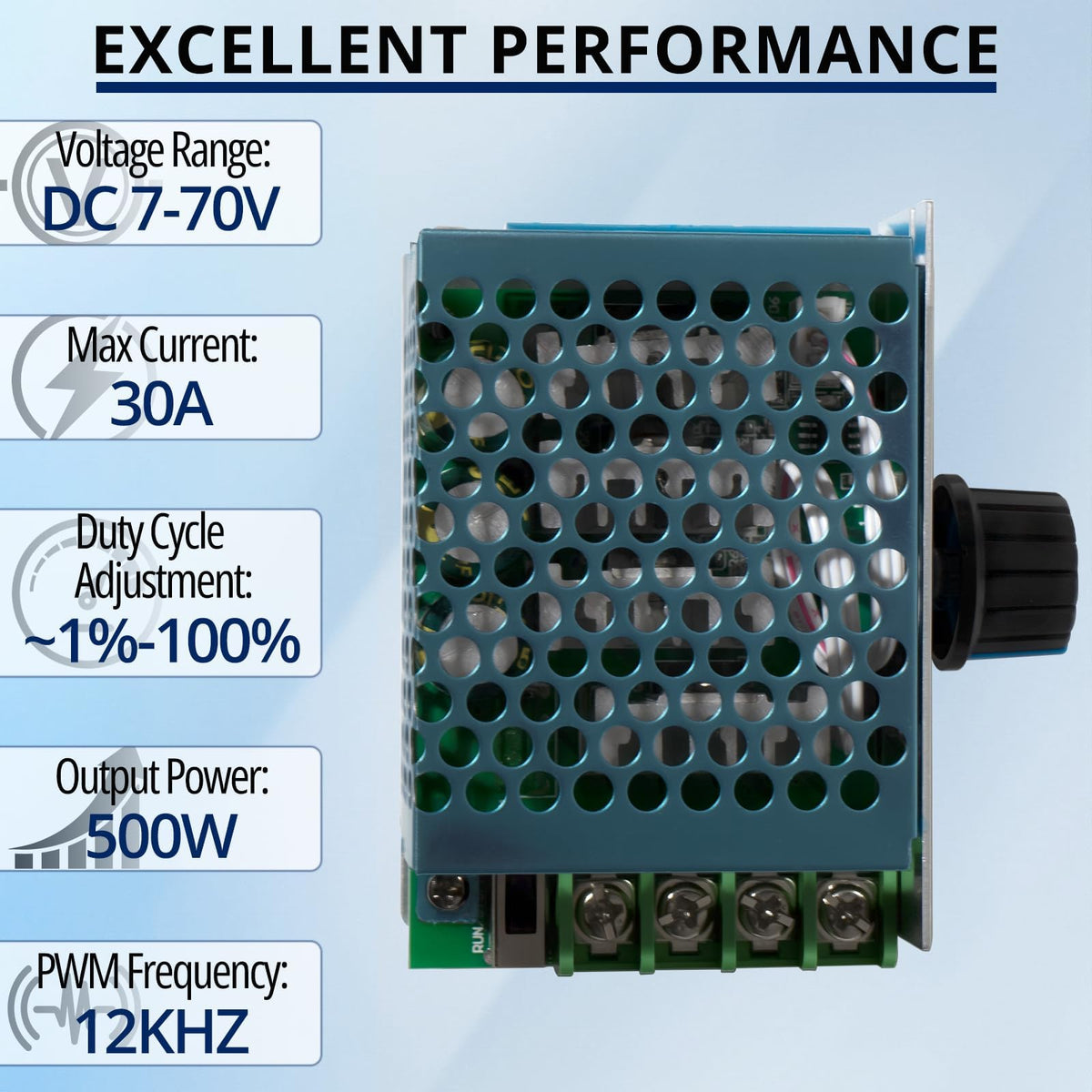 MAKERELE 7-70V 30A PWM DC Motor Speed Controller, 1PC, Adjustable 12V-48V