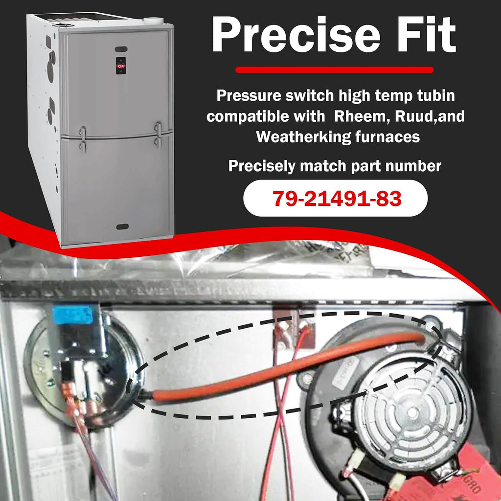 2-Pack Furnace Pressure Switch Hose,3/16" ID x 38" High Temperature Silicone Vacuum Pressure Tubing, Includes 6 pcs 304 Stainless Steel Clamps, Compatible with Rheem Ruud Weatherking 79-21491-83