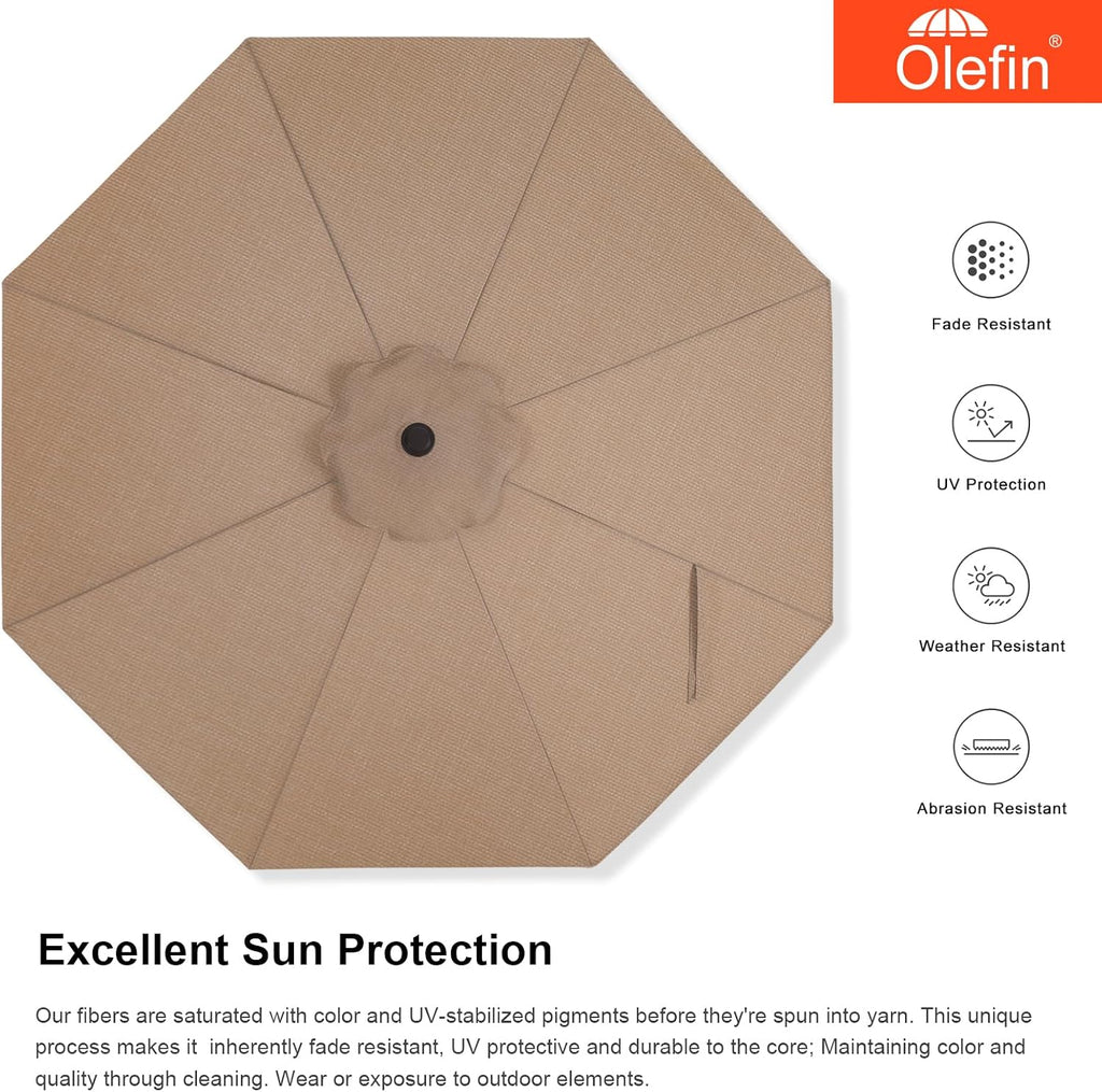 9ft Olefin 5-Year-Non-Fading Patio Umbrella Khaki